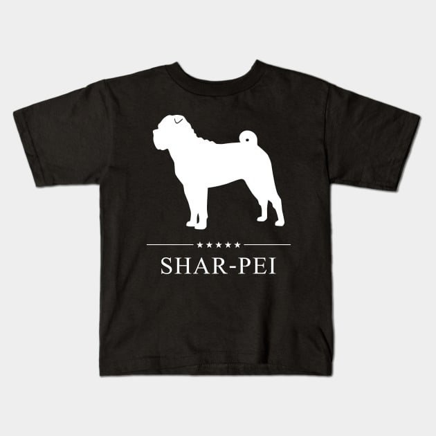 Shar-Pei Dog White Silhouette Kids T-Shirt by millersye